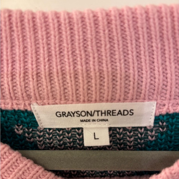 Grayson Threads Pink & Green Christmas Tree Knit Sweater NWT Size Large - Picture 4 of 5